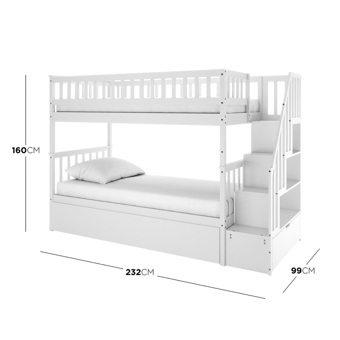 Jessica Timber Bunk Bed & Junior Mattress Package - White