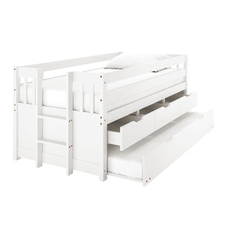 Kiki Solid Pine Bed with Junior Mattress – White
