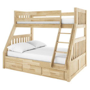 Kourtney Hardwood Triple Bunk Bed with Drawers in Natural