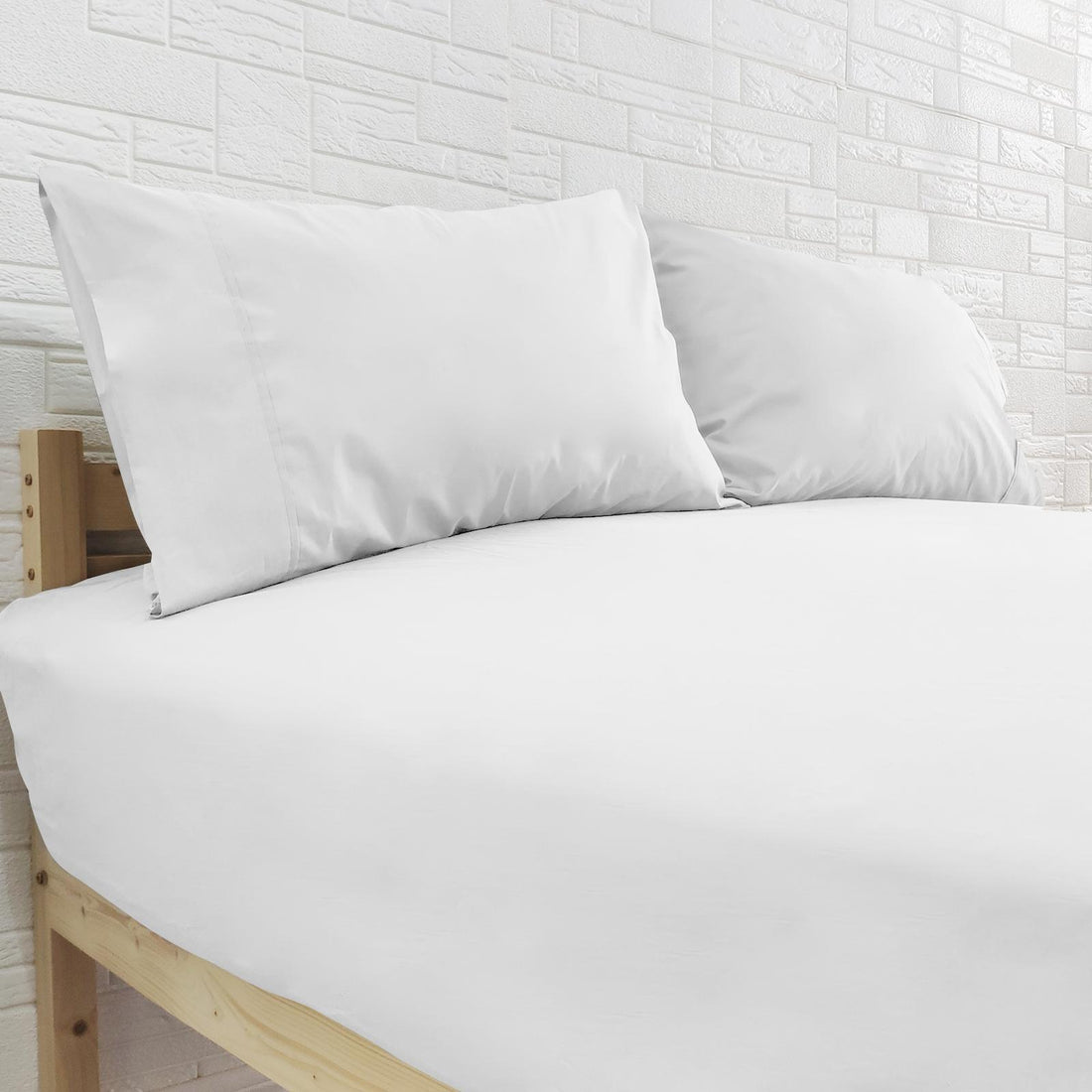 Amara 100% Cotton Fitted Sheet Set - White-Lifestyle