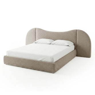 Lila King Boucle Gas Lift Storage Bed Frame in Beige