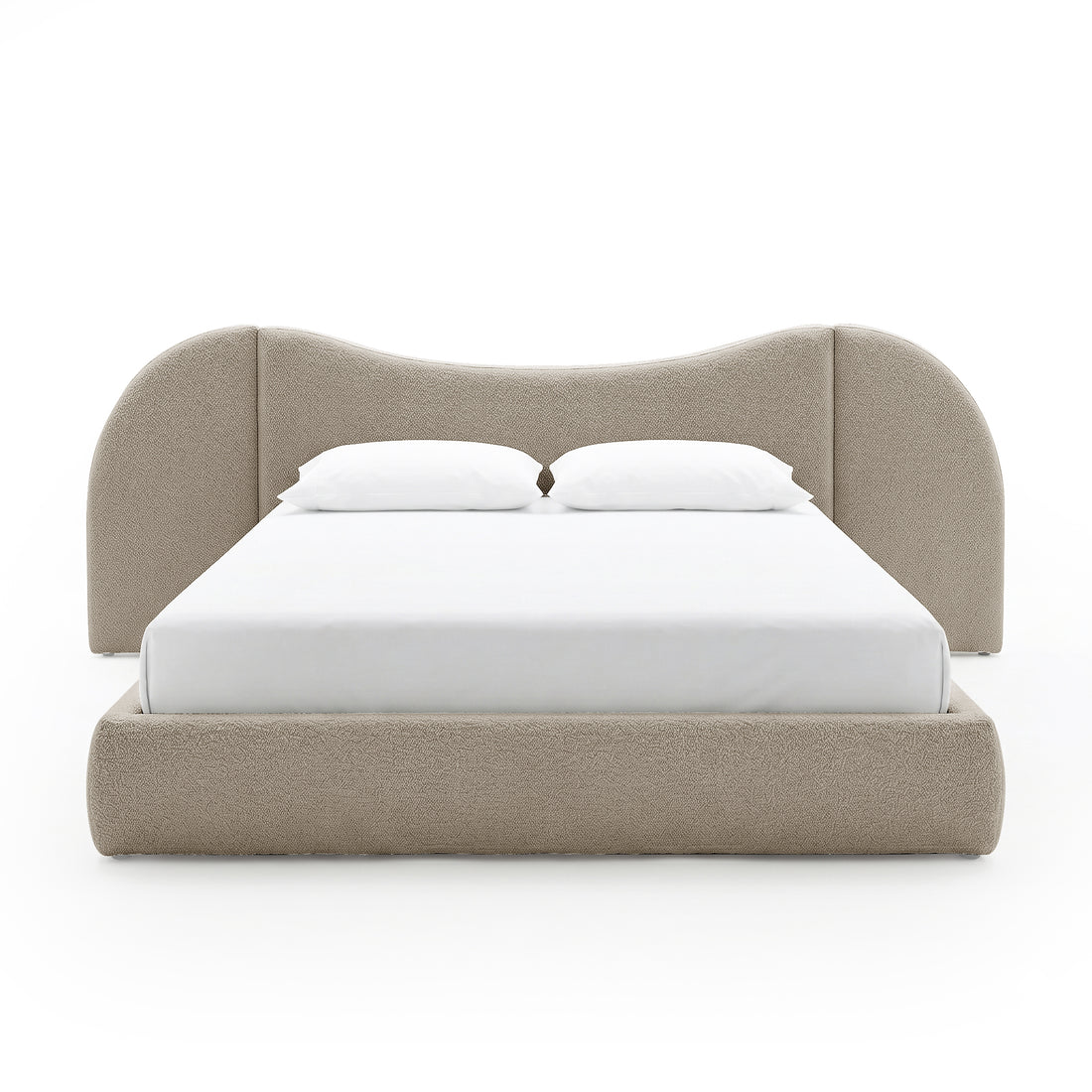 Lila King Boucle Gas Lift Storage Bed Frame in Beige