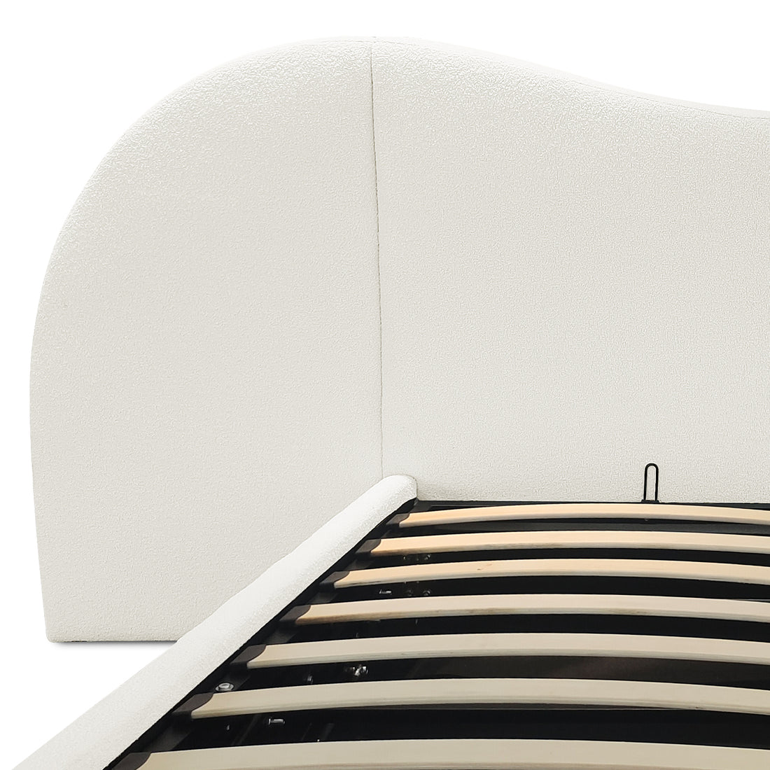Lila King Boucle Gas Lift Storage Bed Frame in Cream White