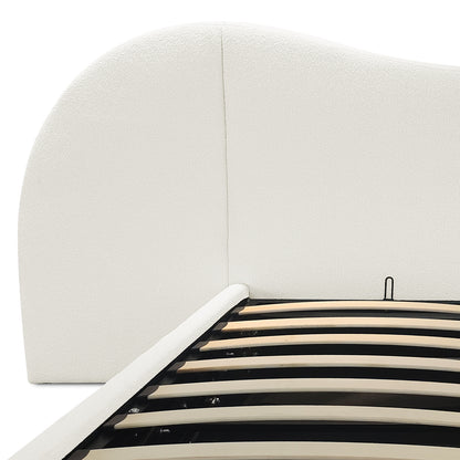 Lila King Boucle Gas Lift Storage Bed Frame in Cream White