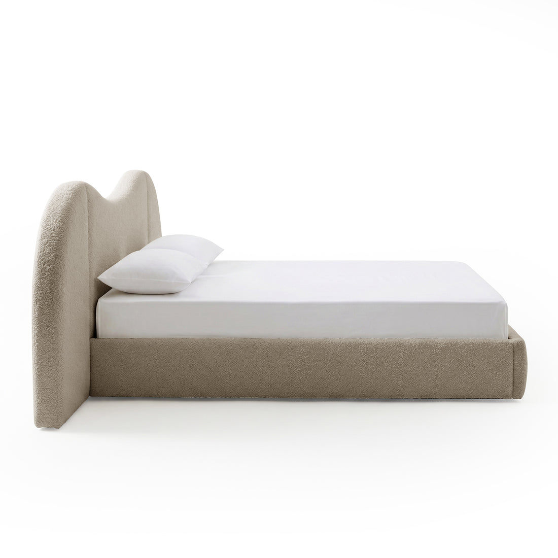 Lila Queen Boucle Gas Lift Storage Bed Frame in Beige
