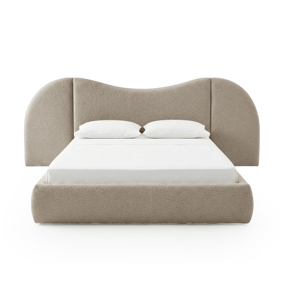 Lila Queen Boucle Gas Lift Storage Bed Frame in Beige