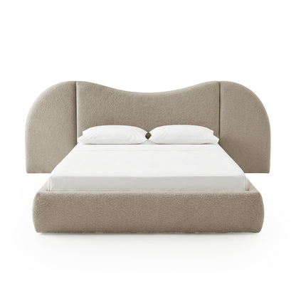 Lila Queen Boucle Gas Lift Storage Bed Frame in Beige