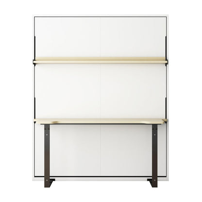Logan Queen Wall Bed with Cybele Mattress Package - White