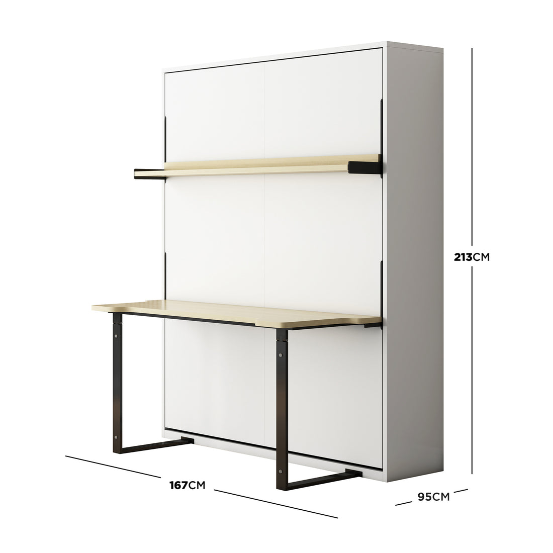 Logan Queen Wall Bed with Cybele Mattress Package - White