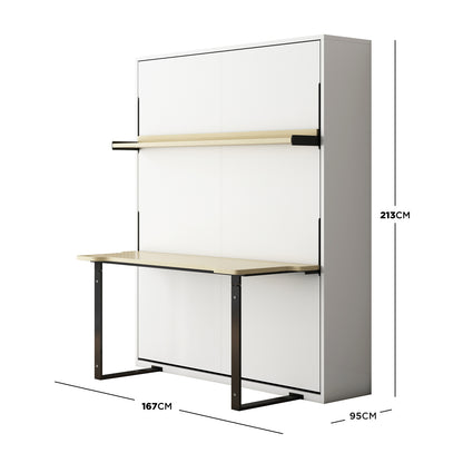 Logan Queen Wall Bed with Cybele Mattress Package - White