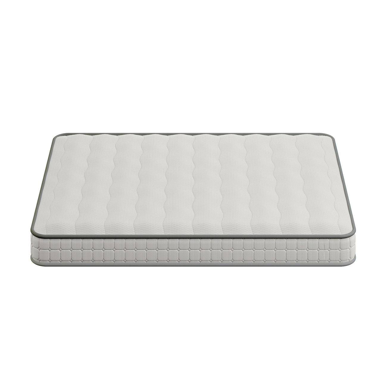 Logan & Cybele Queen Murphy Bed & Mattress Set in White features a quilted, rectangular white-and-light-gray mattress atop a sleek, space-saving foldout wall bed with integrated desk and shelf.