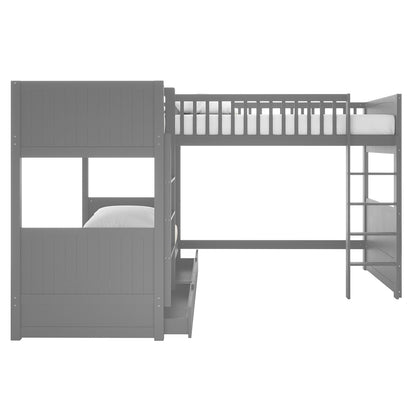 Lucy Triple Bunk Bed with Thermis Mattress Package features a sturdy L-shaped design with a lofted single bed, maximizing space and functionality for children's bedrooms.