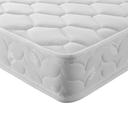 Close-up of Lucy Triple Bunk Bed with Thermis Mattress Package, showcasing the mattress surface and stitching detail, highlighting the solid pine construction and practical space-saving design.