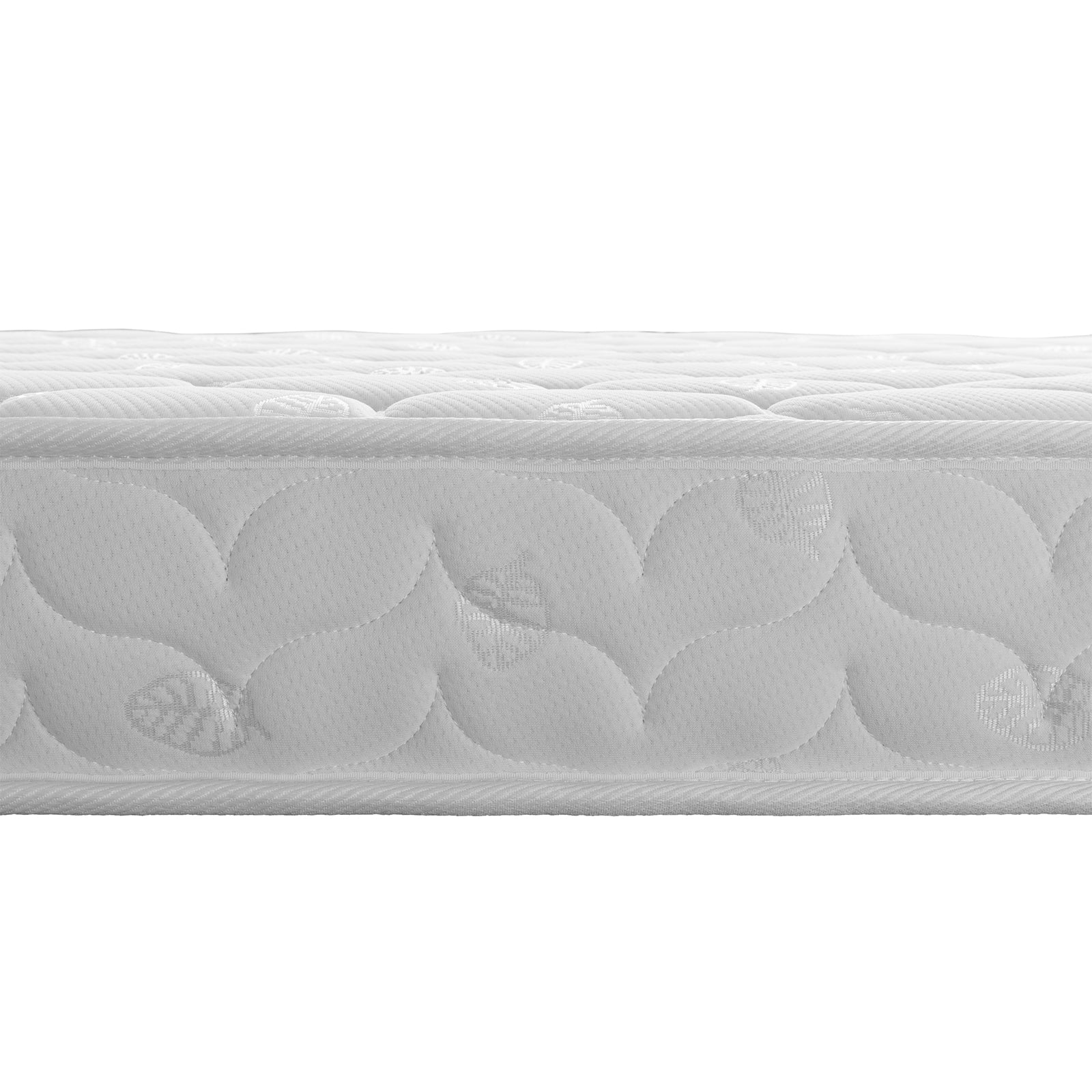 Lucy Triple Bunk Bed with Thermis Mattress Package, showcasing a close-up of the medium firm mattresses designed for optimal comfort and support within the durable L-shaped pine bunk bed structure.