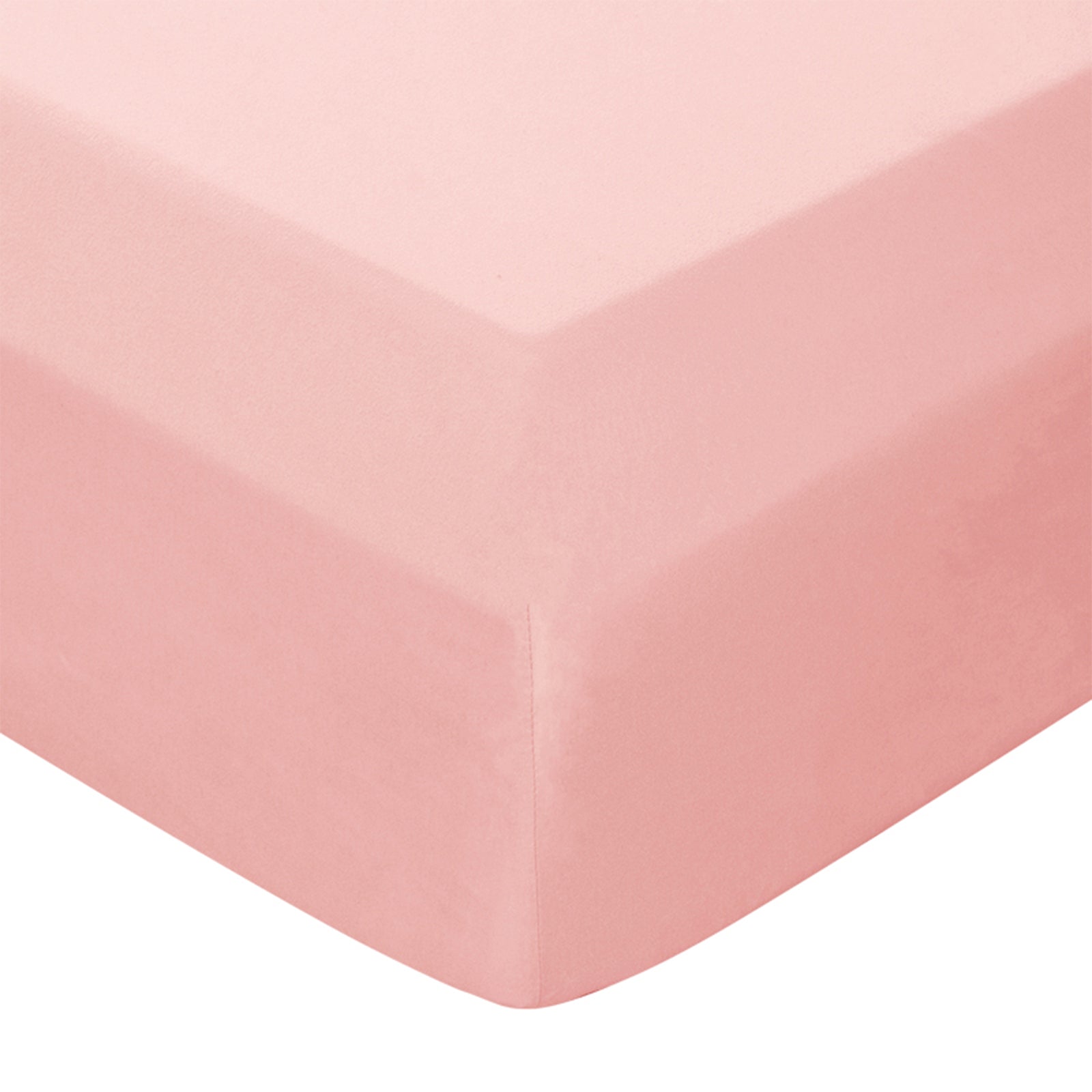 Valeria 1000TC Ultra Soft Bed Sheet Set - Blush King Single displayed with a neatly tucked pink sheet corner, highlighting its luxurious, wrinkle-resistant fabric and inviting texture on a neatly made bed.