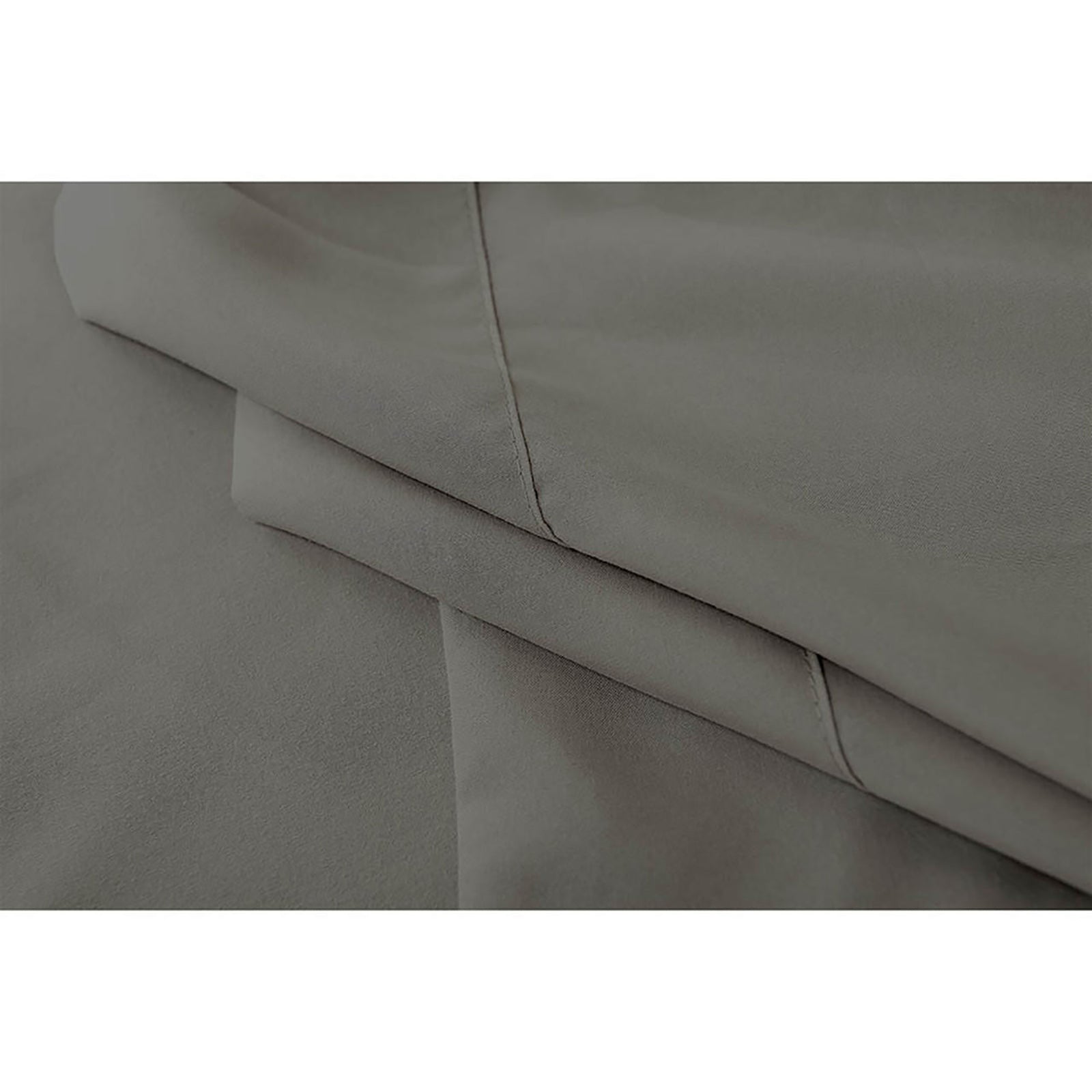Close-up of Valeria 1000TC Ultra Soft Bed Sheet Set in King size, showcasing the grey fabric's texture and detailing, highlighting its luxurious and wrinkle-resistant quality for an elegant bedroom look.