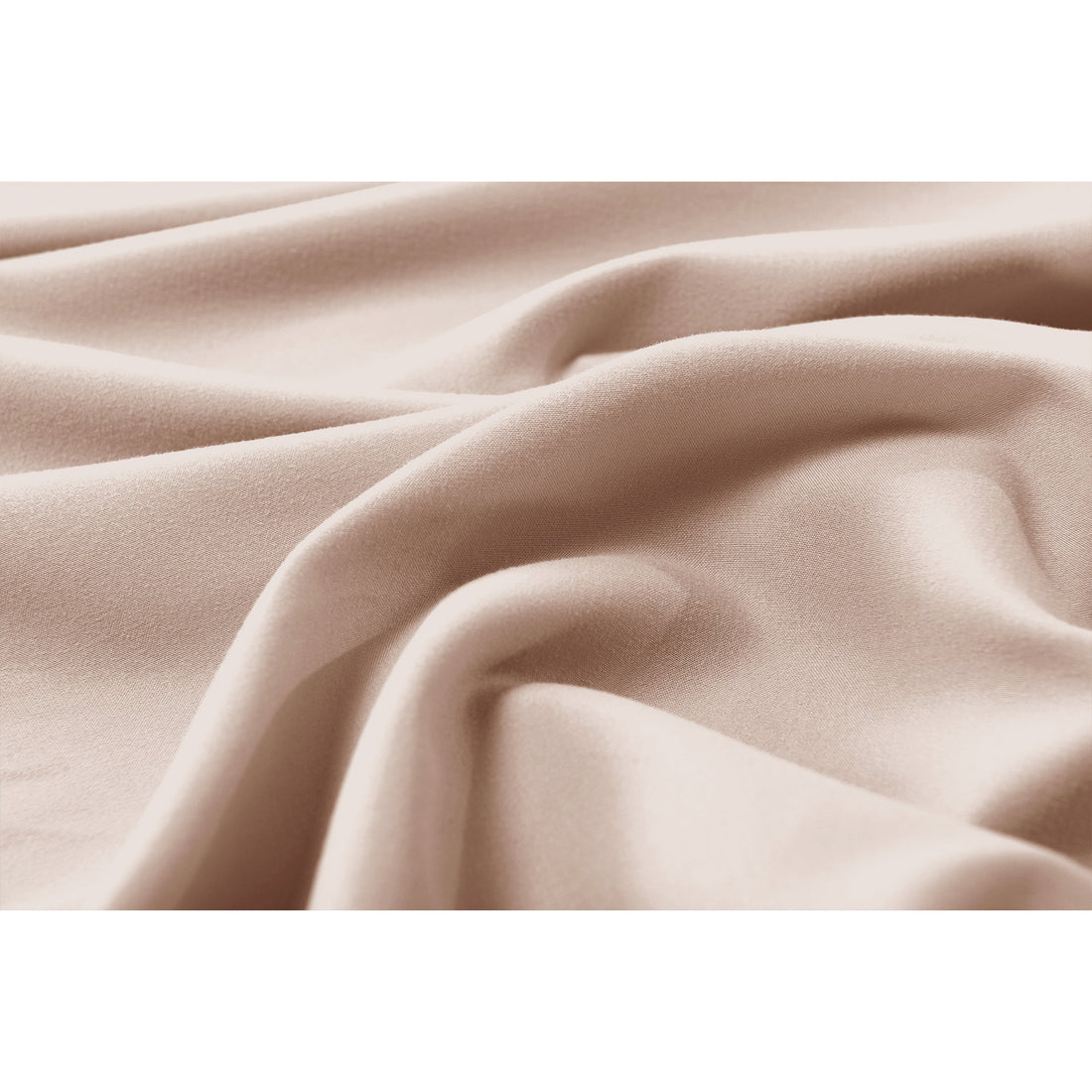 Valeria Single 1000TC Ultra Soft Bed Sheet Set in Cream, featuring a smooth, light beige fabric draped in soft folds, showcasing its luxurious texture and elegant drape.