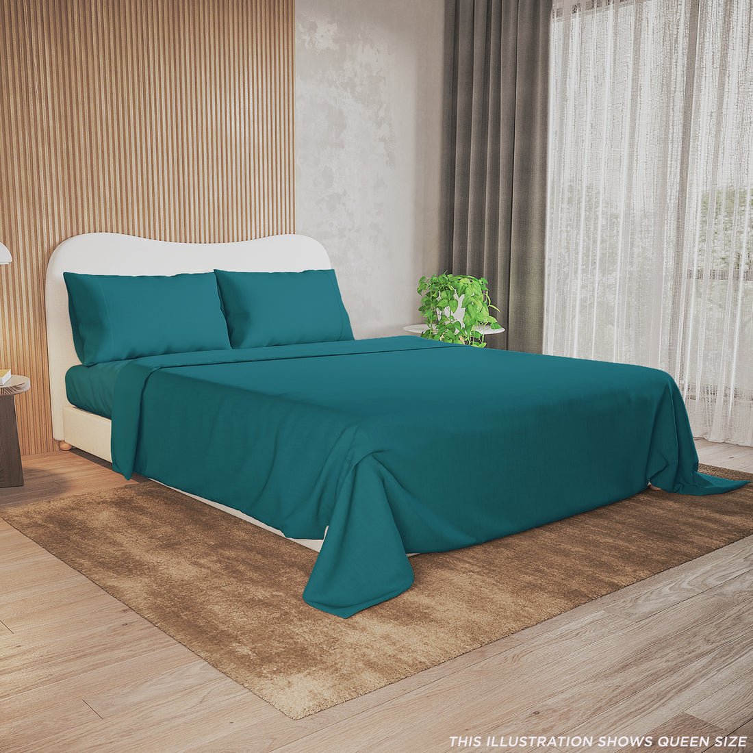 Valeria 1000TC Ultra Soft Bed Sheet Set - Moroccan Blue Single displayed with a close-up of a blue pillow on a white surface, showcasing premium quality and craftsmanship for an inviting sleep experience.