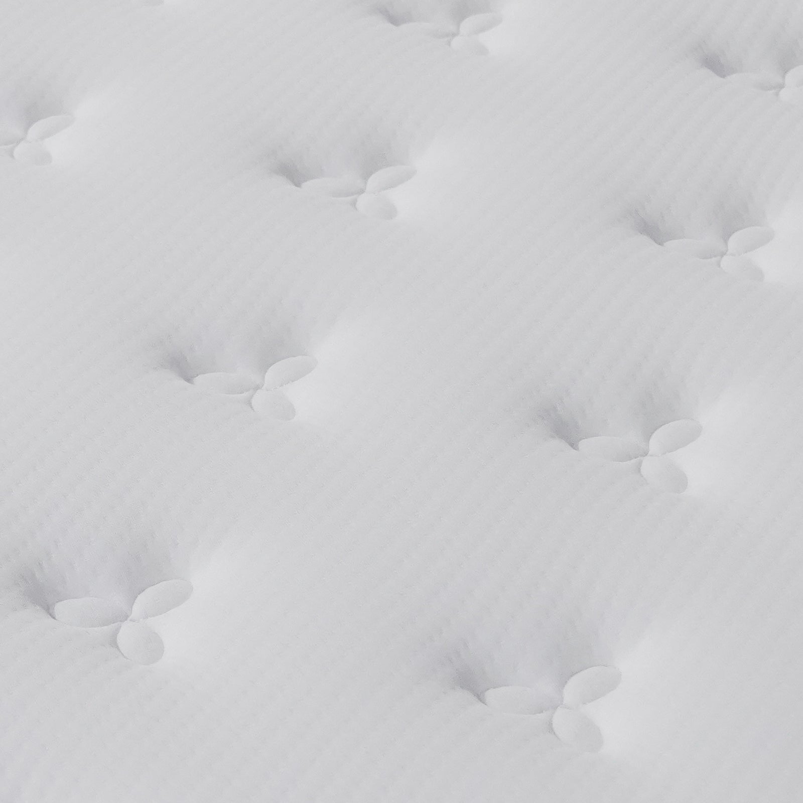 Antheia Double 32cm Euro Top Memory Foam Latex Mattress in Medium Firm, showcasing a close-up of its quilted, tufted stitching pattern with three-lobed indents, highlighting its plush, supportive surface.