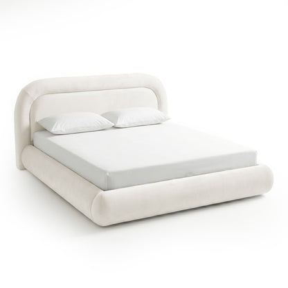 Mara King Velvet Gas Lift Storage Bed Frame in Cream White