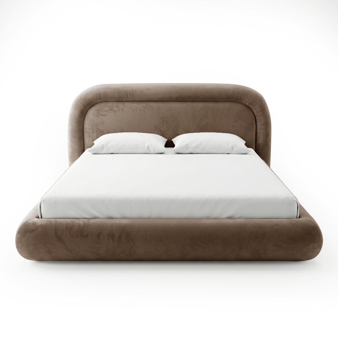 Mara King Velvet Gas Lift Storage Bed Frame in Taupe Brown
