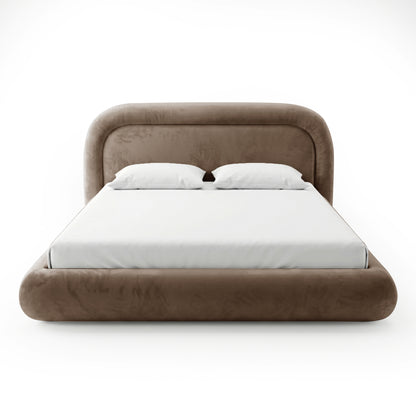 Mara King Velvet Gas Lift Storage Bed Frame in Taupe Brown