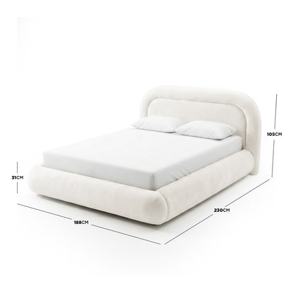 Mara Queen Velvet Gas Lift Storage Bed Frame in Cream White