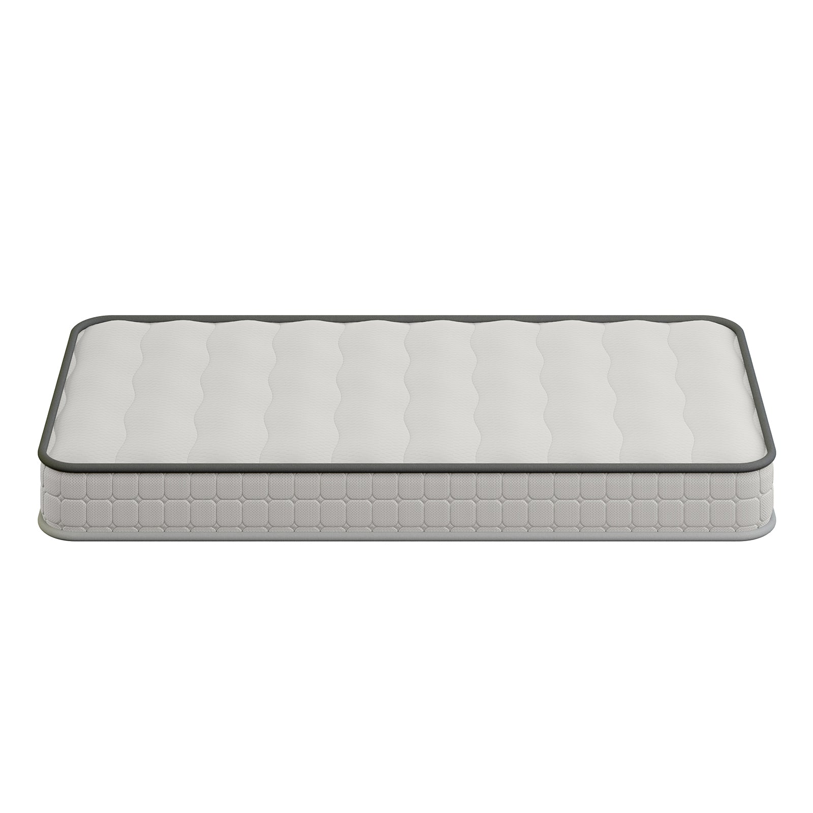 Cybele Single 20cm Pocket Spring Memory Foam Mattress featuring a quilted white top and gray-trimmed edges, designed for optimal comfort and support with a medium firm feel.