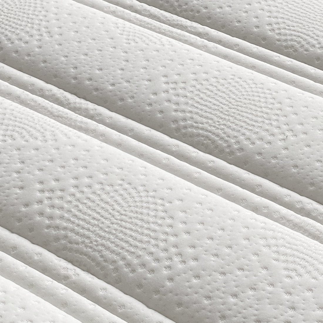 Delia King 28cm Medium Firm Euro Top Latex Mattress – White features plush Euro top quilting and a robust build, showcasing its luxurious, supportive layers for enhanced comfort and spinal alignment.
