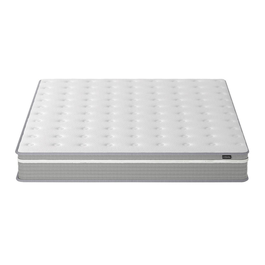 Oriona King 25cm Pocket Spring Gel Mattress in Medium Firm, featuring a white quilted top and grey side panels, offers adaptive cool gel comfort and personalized support for a spacious sleep experience.
