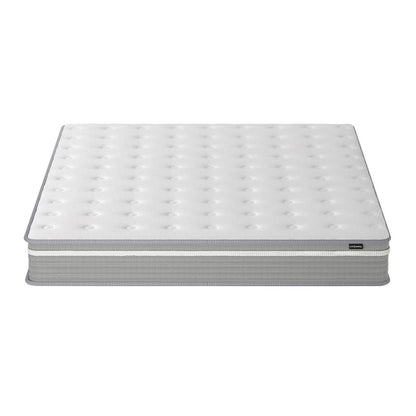 Oriona King 25cm Pocket Spring Gel Mattress in Medium Firm, featuring a white quilted top and grey side panels, offers adaptive cool gel comfort and personalized support for a spacious sleep experience.