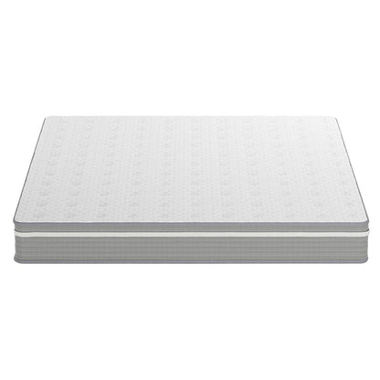 Oriona Super King 25cm Pocket Spring Mattress in Med Firm, features a white quilted top and light gray side panels, showcasing modern design with cool gel memory foam for ultimate comfort and support.