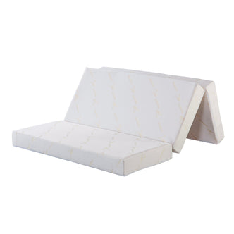 Jaxen Smart Queen Murphy Bed with Plico 3-Fold Queen Mattress, featuring a three-panel foldable foam design with subtle bamboo print, engineered for space-saving and ergonomic support in modern homes.