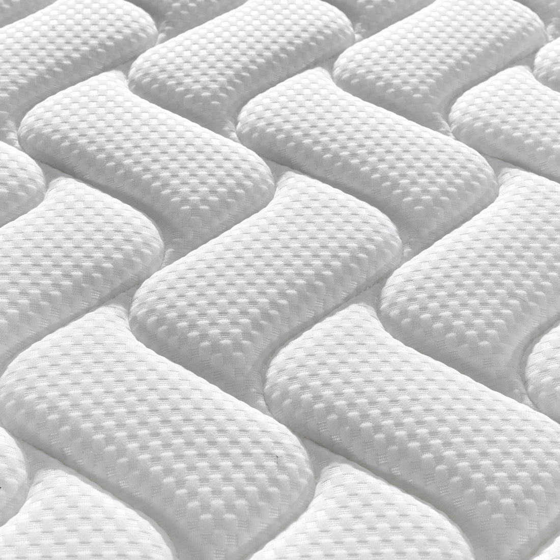 Vesta Double 20cm Medium Firm Pocket Spring Latex Mattress close-up, highlighting its intricate pattern and texture, emphasizing the premium materials and pocket spring design for optimal comfort and support.