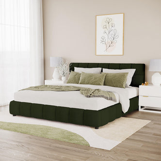 Nikias Tufted Boucle Bed Frame - Green - King - Lifestyle