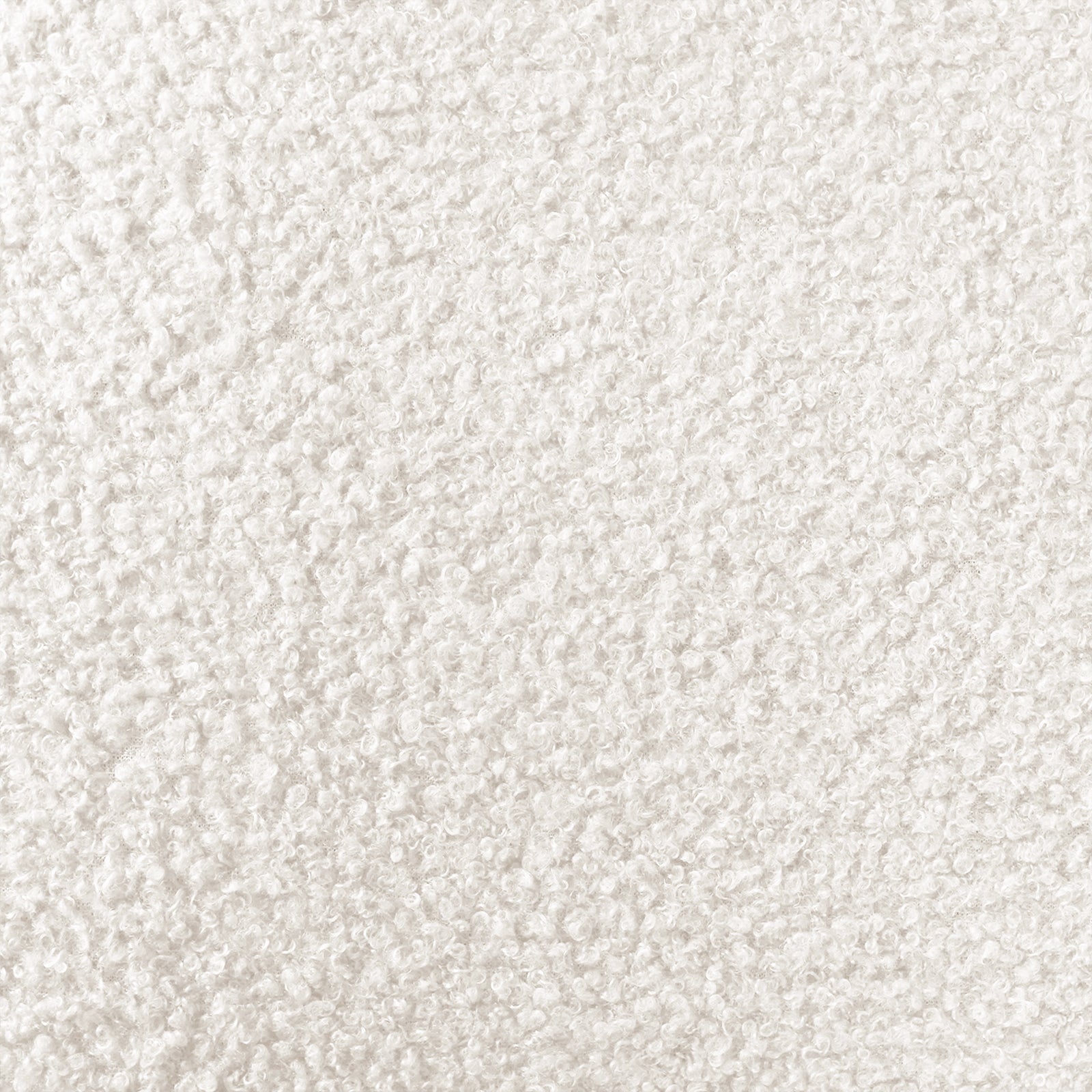 Close-up of the Nikias Bouclé Queen Bed Frame, highlighting the plush, curly-textured bouclé fabric, showcasing luxurious comfort and designer elegance with a tufted headboard in cream white.