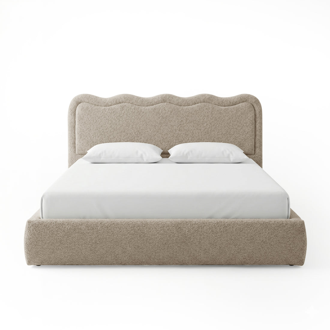 Noemi King Boucle Gas Lift Storage Bed Frame in Beige