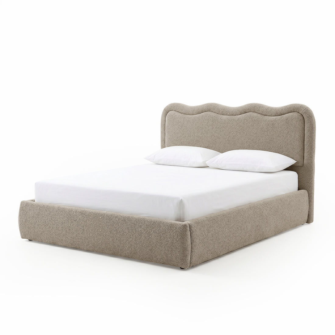 Noemi Queen Boucle Gas Lift Storage Bed in Beige
