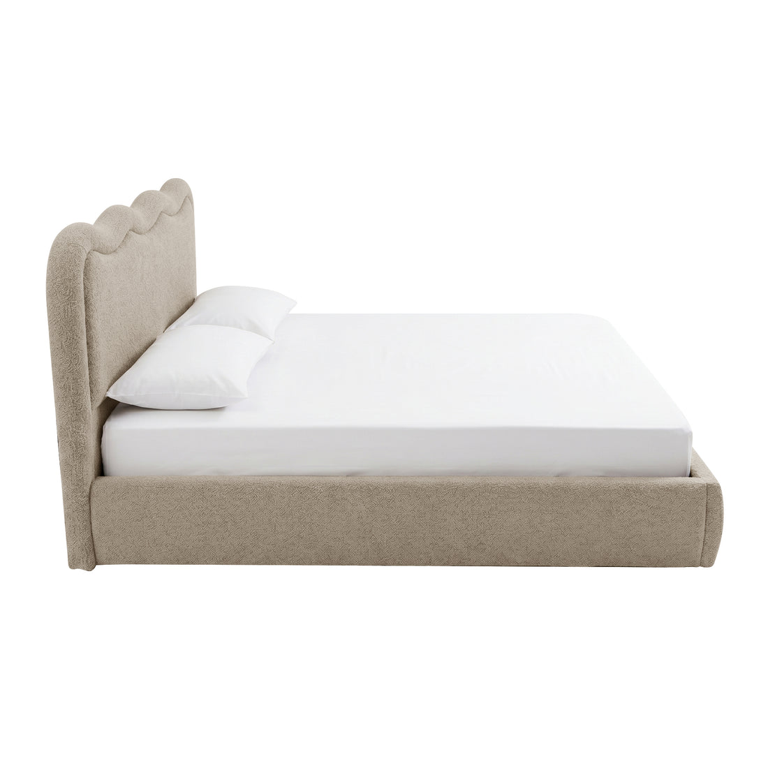Noemi Queen Boucle Gas Lift Storage Bed in Beige