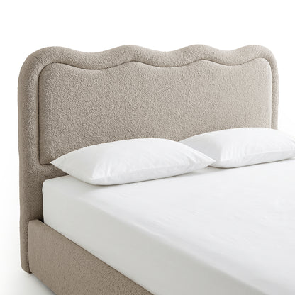 Noemi Queen Boucle Gas Lift Storage Bed in Beige