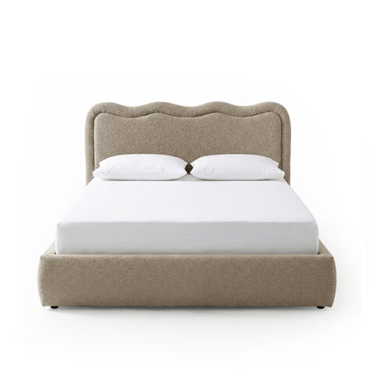 Noemi Queen Boucle Gas Lift Storage Bed in Beige