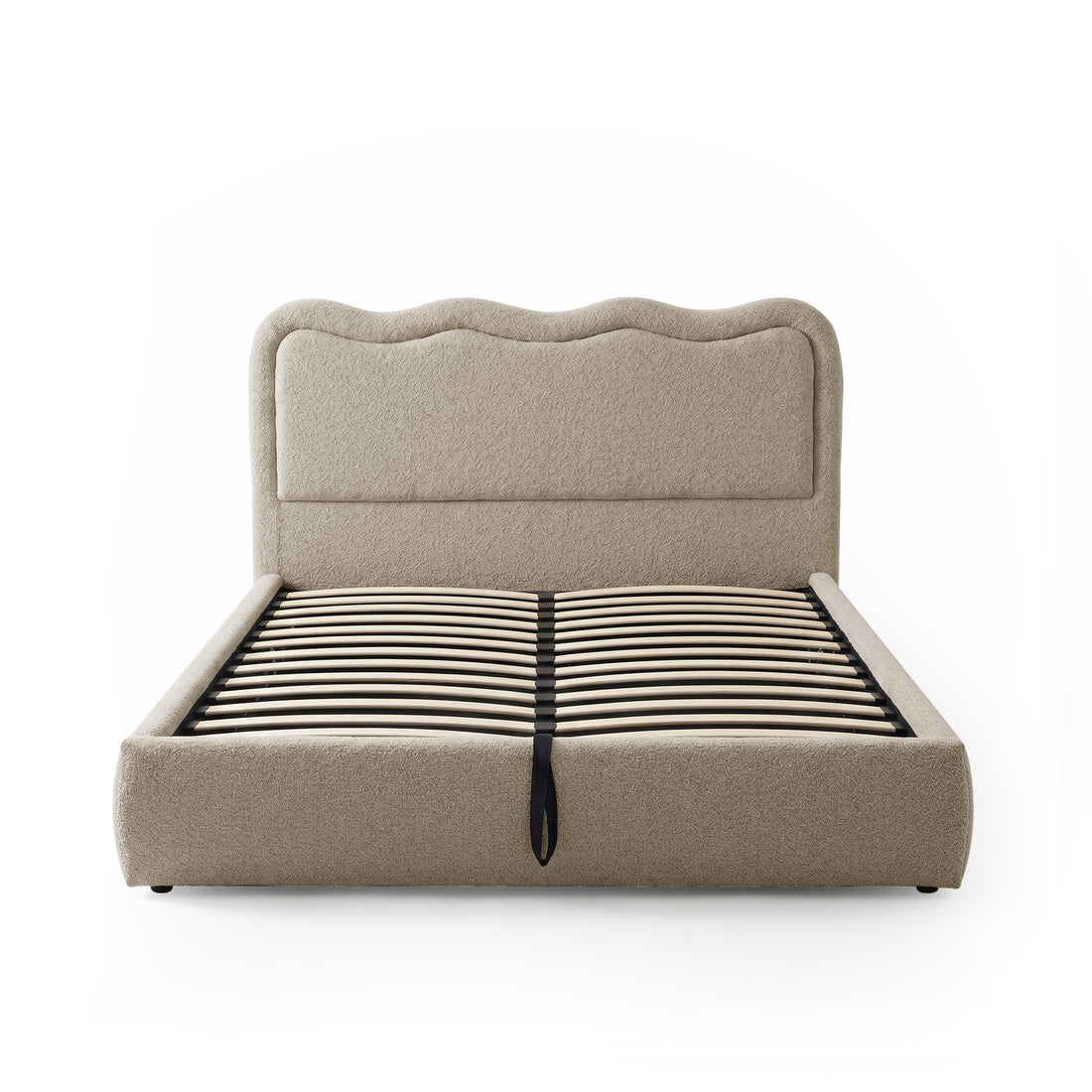 Noemi Queen Boucle Gas Lift Storage Bed in Beige