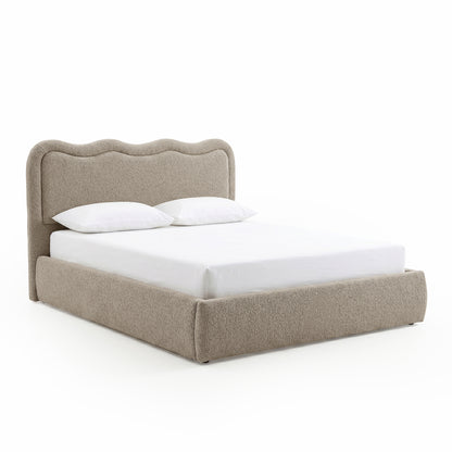 Noemi Queen Boucle Gas Lift Storage Bed in Beige