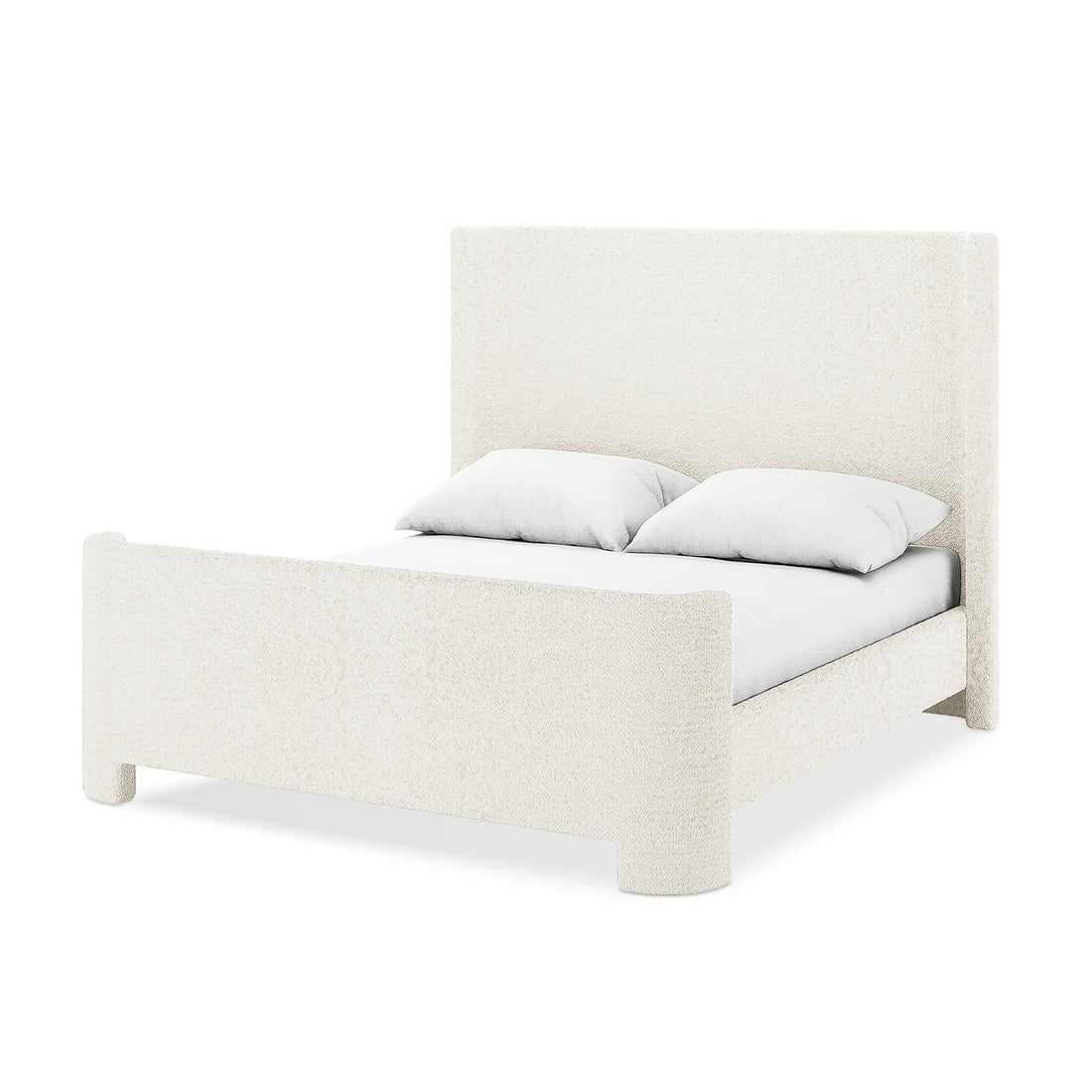 Palmira Double Boucle Upholstered Sleigh Bed Frame – Cream White