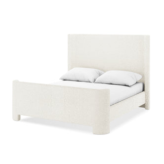 Palmira Double Boucle Upholstered Sleigh Bed Frame – Cream White