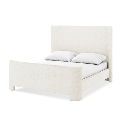 Palmira Double Boucle Upholstered Sleigh Bed Frame – Cream White