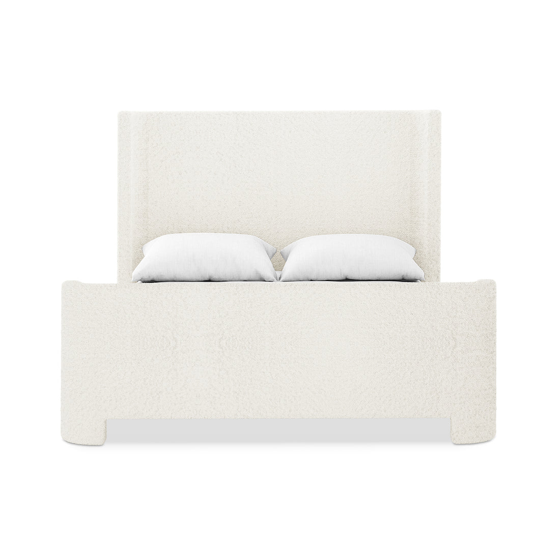 Palmira Double Boucle Upholstered Sleigh Bed Frame – Cream White