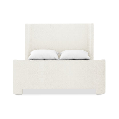 Palmira Double Boucle Upholstered Sleigh Bed Frame – Cream White
