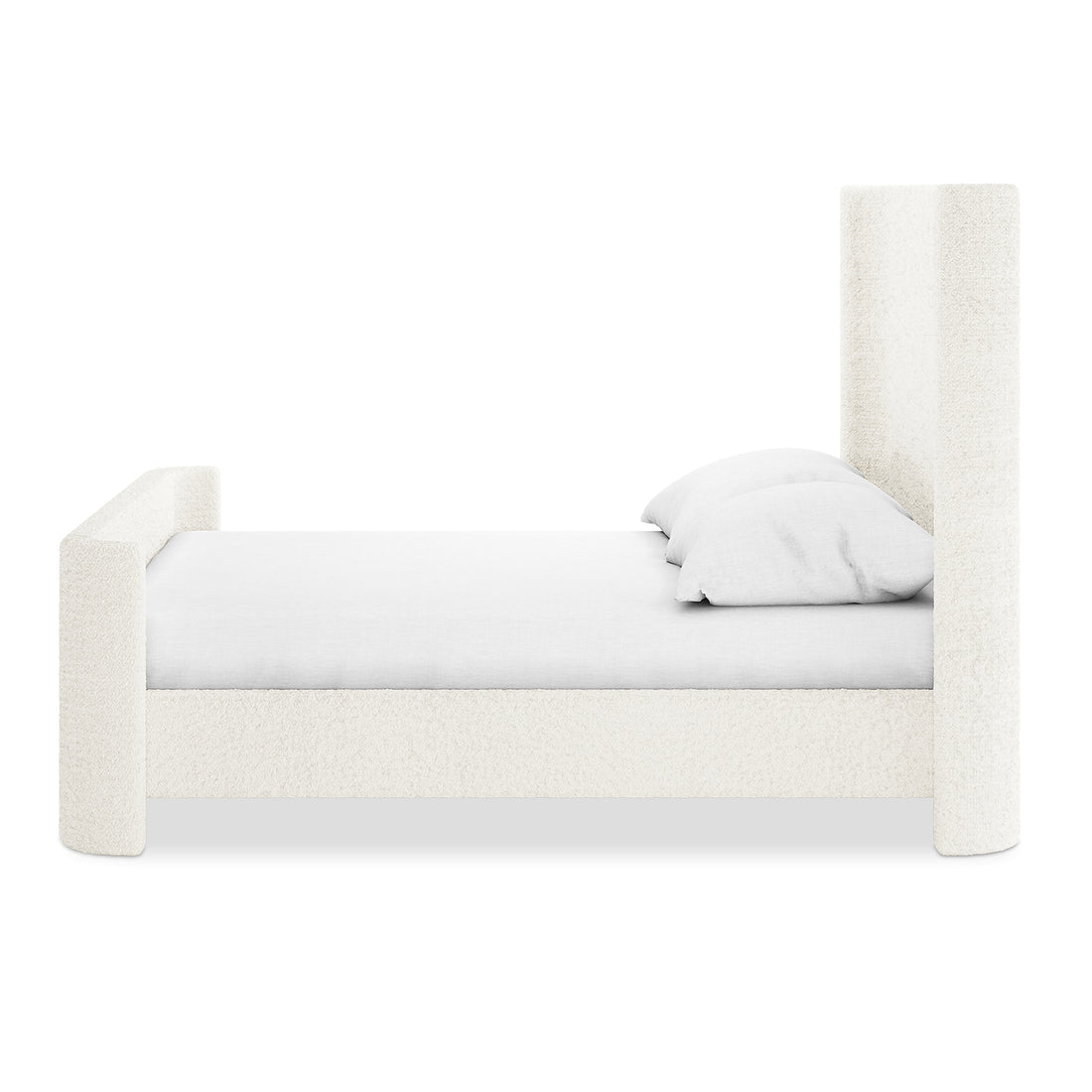 Palmira Double Boucle Upholstered Sleigh Bed Frame – Cream White