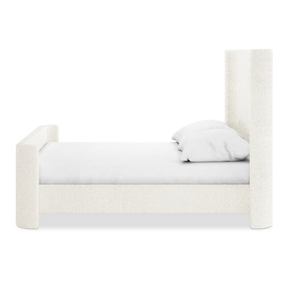 Palmira Double Boucle Upholstered Sleigh Bed Frame – Cream White